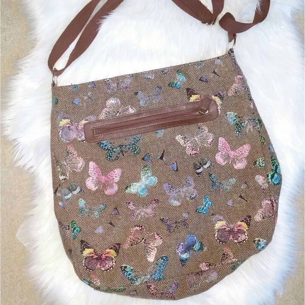 Butterfly and Herringbone print Tote Bag
